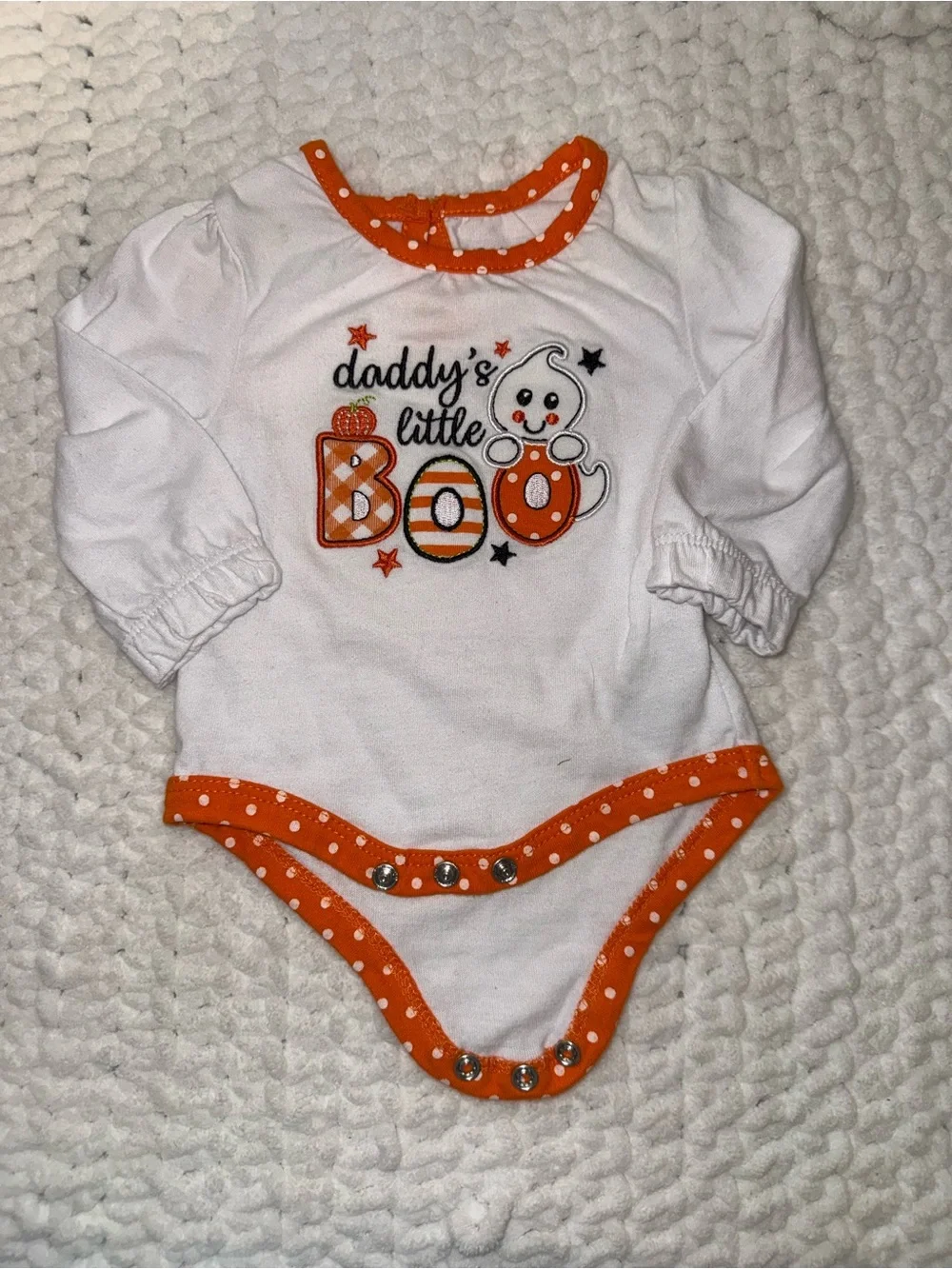 Daddy's Little Boo White and Orange Halloween One-Piece